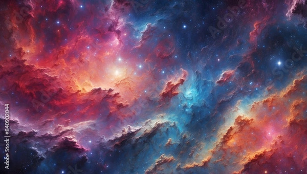 Fototapeta Space sky with beautiful stars and galaxies. Awesome colors. AI-generative item
