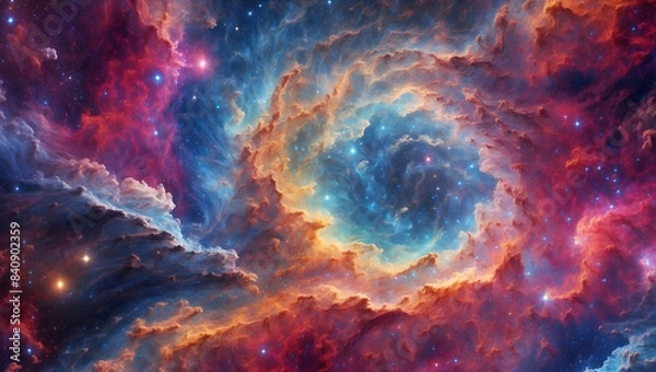 Fototapeta Space sky with beautiful stars and galaxies. Awesome colors. AI-generative item