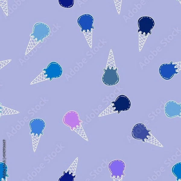 Fototapeta Summer cartoon print seamless ice cream pattern for wrapping paper and fabrics
