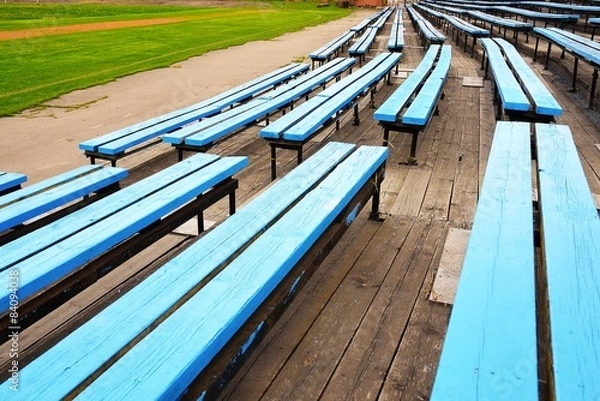 Obraz Empty blue color stadium seats