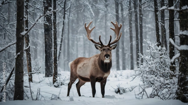 Fototapeta deer in the snow