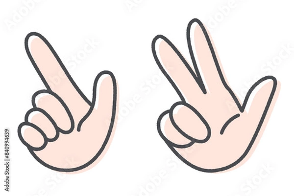 Fototapeta ジャンケンの無敵の手2パターンの手書き風イラスト