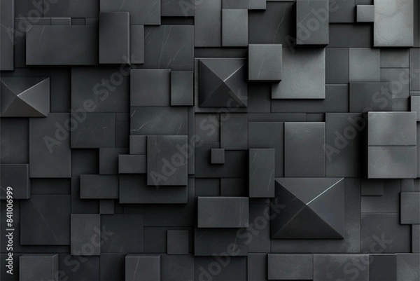 Fototapeta Abstract geometric blocks on black background