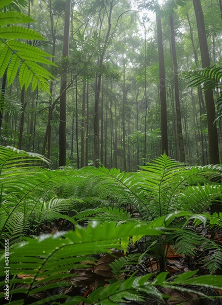 Fototapeta uma floresta de arvores frondosas created with Generative AI technology