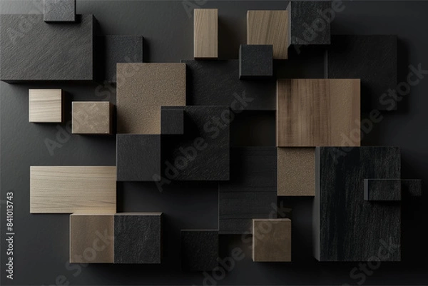 Obraz Abstract geometric blocks on black background