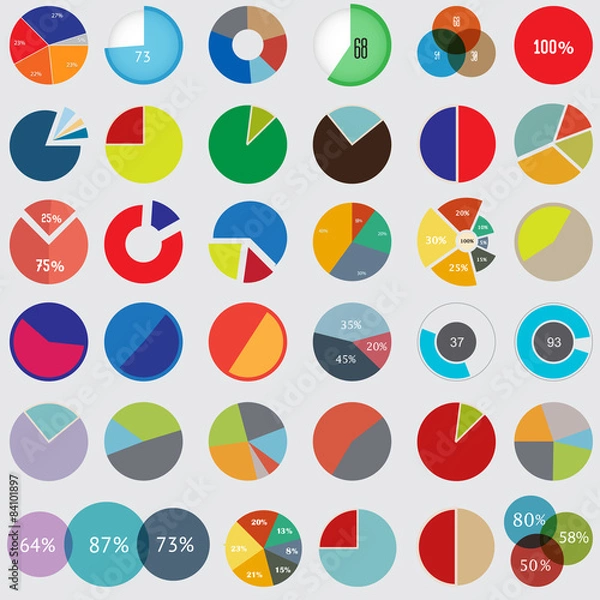 Fototapeta  pie chart set icon, business elements and statistics