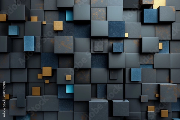 Fototapeta Abstract geometric blocks on black background