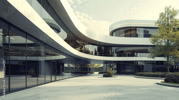 Fototapeta A large building with a lot of windows and a courtyard in the middle