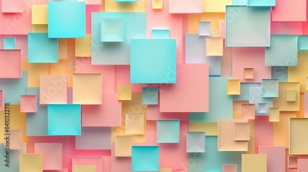 Fototapeta Pastel candy color background, abstract , 2D flat illustration, constructivism, no shadow, no gradation cute, Digital art
