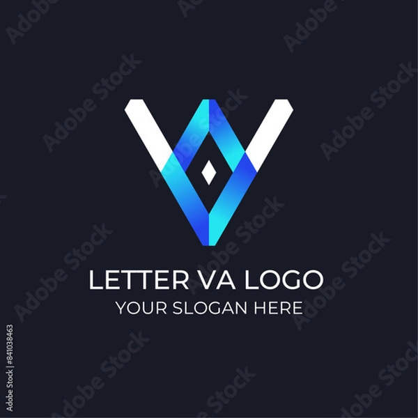 Fototapeta Creative letter VA fashion logo with abstract and simple design concept for brand identity