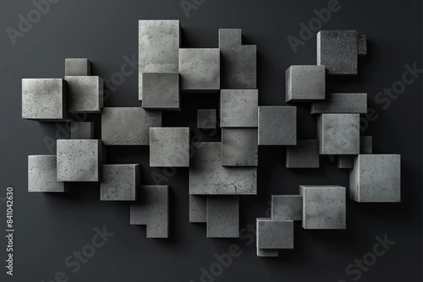 Obraz Abstract geometric blocks on black background