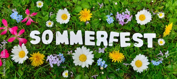 Obraz Letni tekst festiwalu na Flowers Meadow