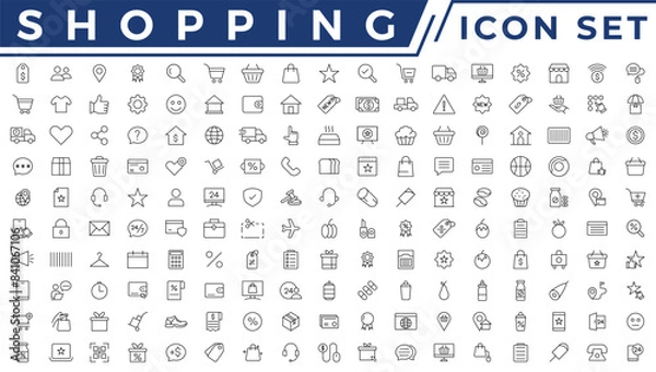 Obraz Shopping icons set. E-commerce icon collection. Online shopping thin line icons. Shop icons vector