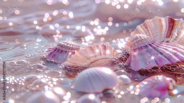 Obraz Digital technology glitter shell pearl poster background