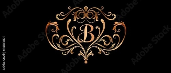 Obraz B initials elegant logo design, black background
