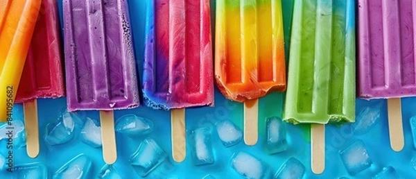 Obraz popsicles in an array of colors, evoking the joy of summertime treats and refreshing sweetness