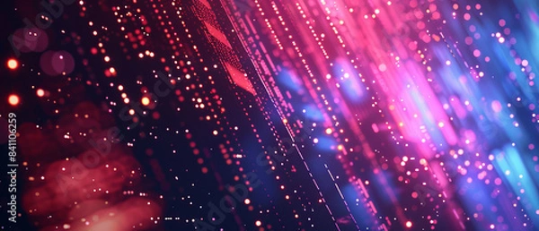 Fototapeta Abstract Pink And Blue Light Streaks With Bokeh And Glittering Dust