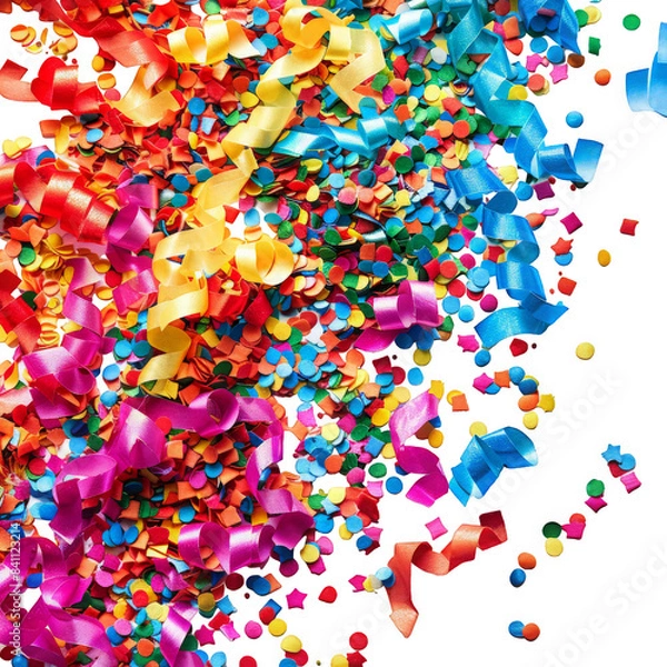 Fototapeta colorful confetti on a white background, perfect for creating a transparent image