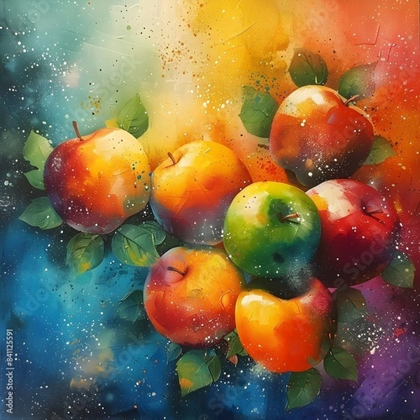 Fototapeta Vibrant Waltz of Apples and Oranges   Harmony in Contrasting Fruits