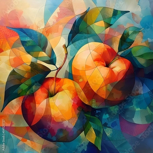 Fototapeta Vibrant Dance of Apples and Oranges Symbolizing Harmony and Contrast