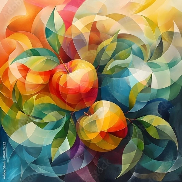 Fototapeta Dancing Fruits   Apples and Oranges Waltzing in Vibrant Harmony
