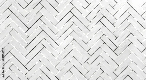 Fototapeta White Herringbone Tile Seamless Pattern Background