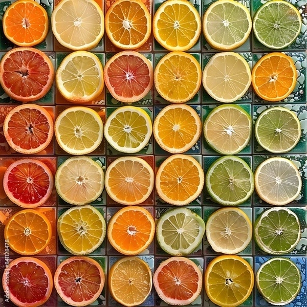 Fototapeta Vibrant Citrus Slice Pattern Showcasing Diversity and Joy