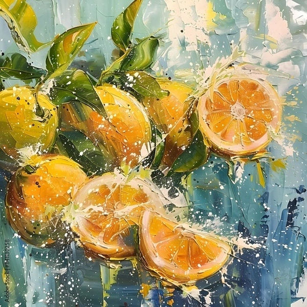 Fototapeta Vibrant Citrus Twist Oranges and Lemons in Playful Dance of Energy and Zest