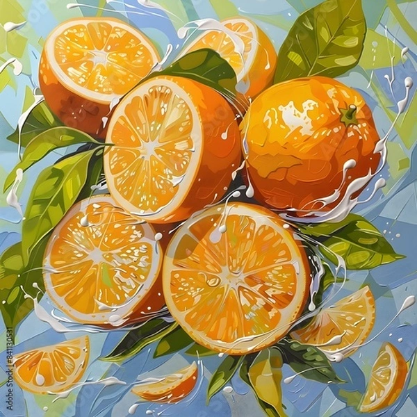 Fototapeta Vibrant Citrus Fruits Twirling in Playful Dance of Zest and Energy