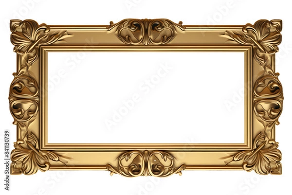 Fototapeta Old and noble isolated golden frame on transparent background.