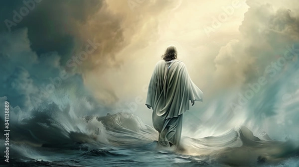 Fototapeta Jesus Walking on the Water – Miraculous Biblical Scene