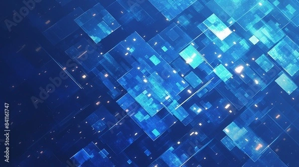 Fototapeta 四角の幾何学模様テクスチャー、青14