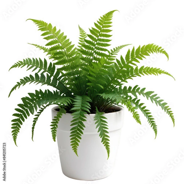Fototapeta Clean and Simple Medium Potted Fern with Lush Fronds on Transparent Background