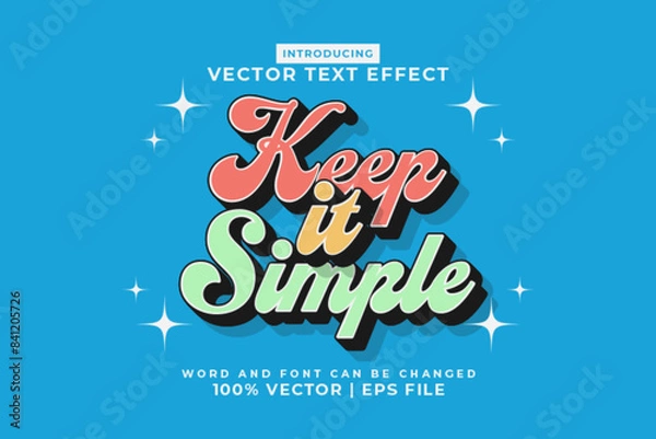 Fototapeta Editable text effect Keep it Simple 3d Cartoon template style premium vector