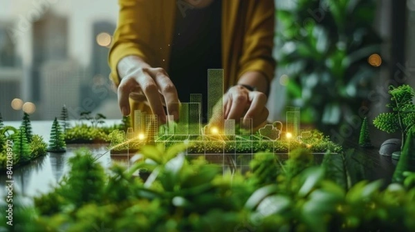 Fototapeta Corporate Executive Studying ESG Performance Generative AI