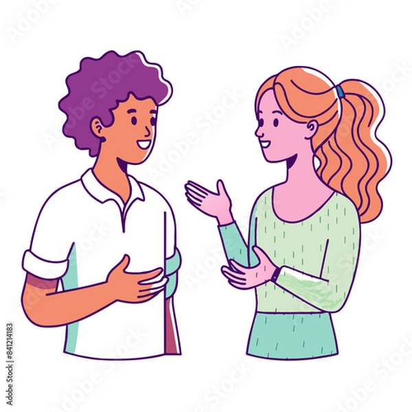 Fototapeta two people talking to each other 