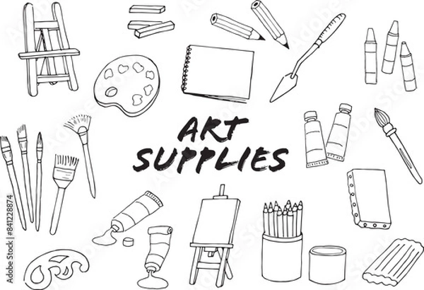 Obraz 画材（美術用具）のイラストセット