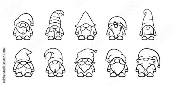 Obraz Gnome Line Art Set
