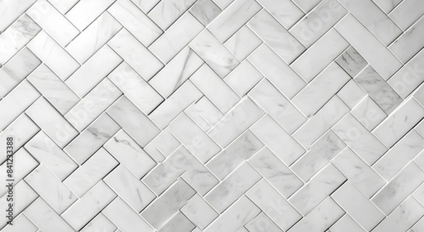 Fototapeta White Herringbone Tile Seamless Pattern Background