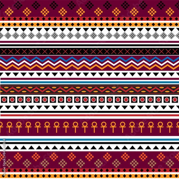 Obraz Colorful seamless geometric pattern on white background.