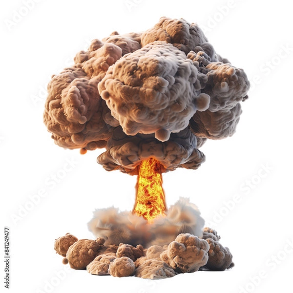 Fototapeta nuclear explosion with mushroom cloud, transparent background