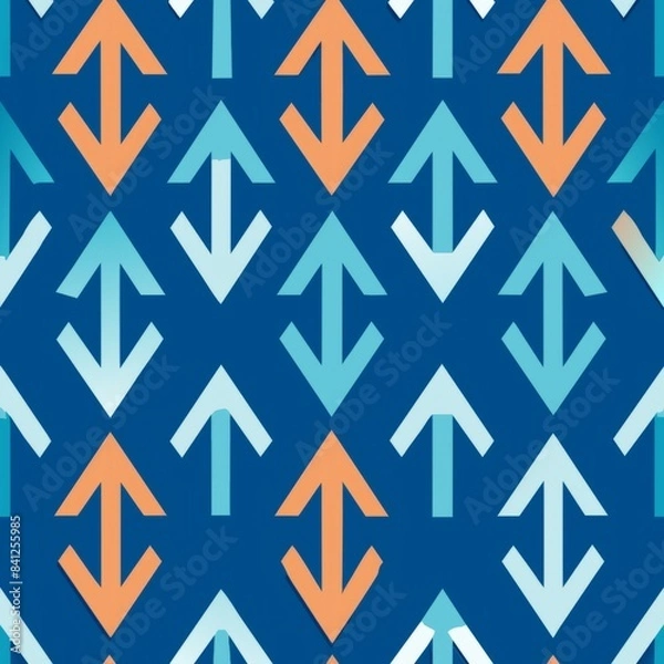 Obraz Seamless pattern of minimalist arrows or chevrons, each arrow or chevron pointing in alternating directions to create a sense of movement and balance in the design, Generative AI