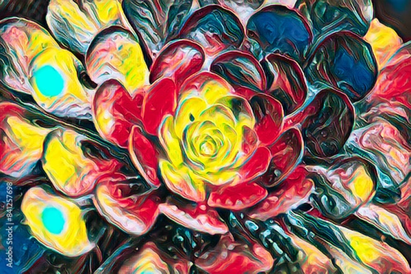 Obraz succulent plant in bloom in the vase