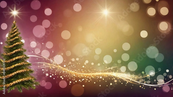 Fototapeta Christmas background image with bokeh effect