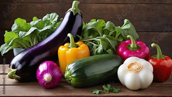 Obraz Vegetables on wooden table