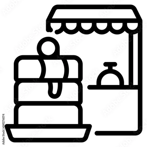 Fototapeta Cake icon symbol sign from modern Food court collection in line style for mobile concept and web apps design. Food and drink related vector line icon.