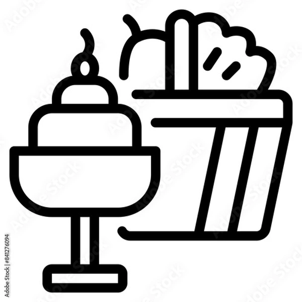 Fototapeta Ice cream icon symbol sign from modern Food court collection in line style for mobile concept and web apps design. Food and drink related vector line icon.