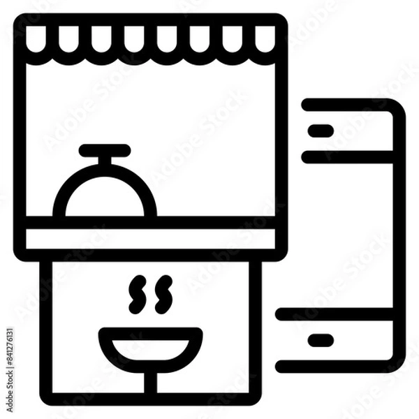Fototapeta Food court icon symbol sign from modern Food court collection in line style for mobile concept and web apps design. Food and drink related vector line icon.