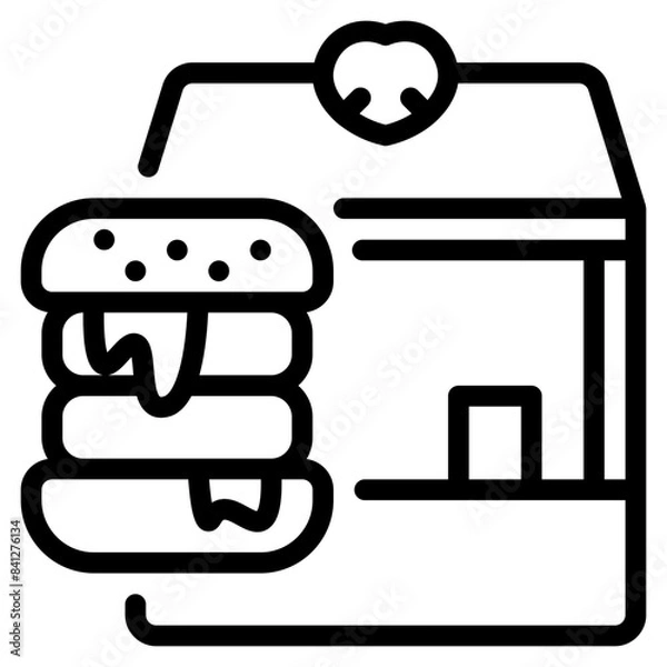 Fototapeta Burger icon symbol sign from modern Food court collection in line style for mobile concept and web apps design. Food and drink related vector line icon.