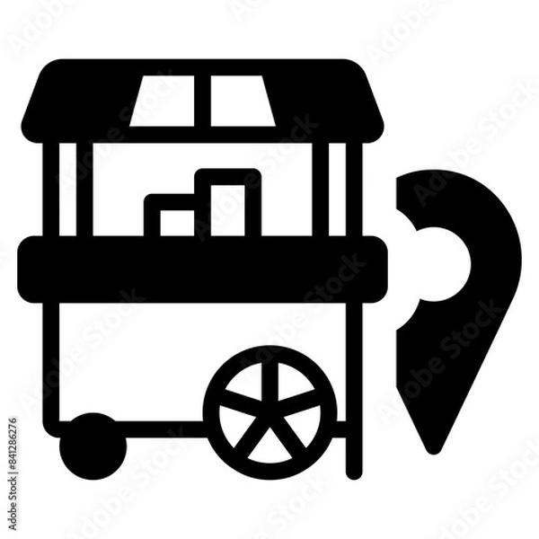 Fototapeta Location solid icon symbol sign from modern Food court collection in solid style for mobile concept and web apps design. Food and drink related vector line icon.